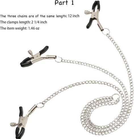 مجوهرات الجسم غير ثقب الحلمة المشابك مع سلسلة قلادة الفولاذ المقاوم للصدأ الجسم سلسلة وهمية الجسم مجوهرات حلقة الحلمة كليب للعب الكبار للنساء هدية - Sliver_Purple in Kuwait