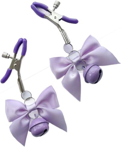 قطعتان من مشابك الحلمة، مجوهرات للجسم غير قابلة للثقب مع أجراس على شكل فيونكة، مشابك تزيين من الفولاذ المقاوم للصدأ للنساء والرجال (أرجواني) in Kuwait