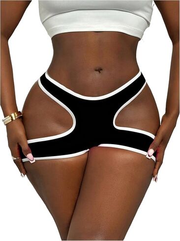 WDIRARA Women's Cut Out Bikini Bottoms Contrast Binding Low Rise Swimsuits Shorts in Saudi Arabia