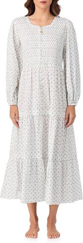 Eileen West Womens Sleepwear & Loungewear - 100% Cotton Woven Lawn Collection - Long Sleeve Ballet Button Down Nightgown in Saudi Arabia