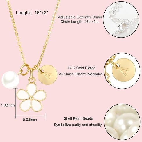 Valentines Day Gifts for Kids-Flower Girl Gift,Initial Letter Necklace for Flower Girl,14K Gold Plated Proposal Gifts on Wedding Bridal Party in Saudi Arabia