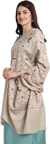 Zamour Kashmiri Shawl for Women, Pashmina Style Fine Indian Embroidery Wool Shawls for Winter in Kuwait