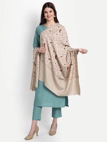 Zamour Kashmiri Shawl for Women, Pashmina Style Fine Indian Embroidery Wool Shawls for Winter in Kuwait