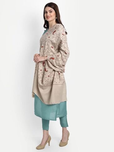 Zamour Kashmiri Shawl for Women, Pashmina Style Fine Indian Embroidery Wool Shawls for Winter in Kuwait