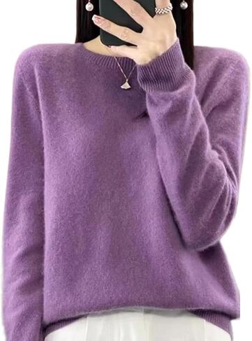 Warm Cashmere Sweaters for Women Long Sleeve Crew Neck Classic Soft Pullover Sweater Loose Casual Fall Winter 2025 in Saudi Arabia