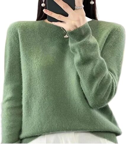 Warm Cashmere Sweaters for Women Long Sleeve Crew Neck Classic Soft Pullover Sweater Loose Casual Fall Winter 2025 in Saudi Arabia