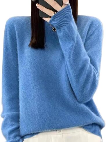 Warm Cashmere Sweaters for Women Long Sleeve Crew Neck Classic Soft Pullover Sweater Loose Casual Fall Winter 2025 in Saudi Arabia