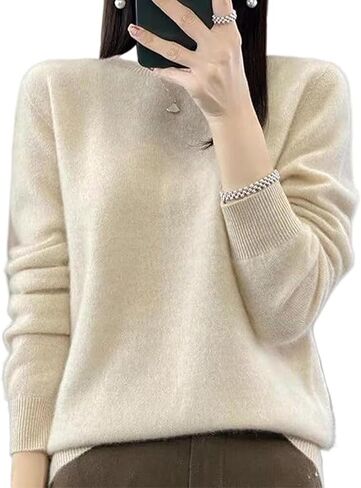 Warm Cashmere Sweaters for Women Long Sleeve Crew Neck Classic Soft Pullover Sweater Loose Casual Fall Winter 2025 in Saudi Arabia