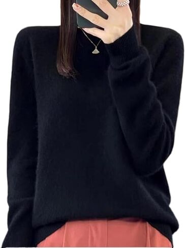 Warm Cashmere Sweaters for Women Long Sleeve Crew Neck Classic Soft Pullover Sweater Loose Casual Fall Winter 2025 in Saudi Arabia