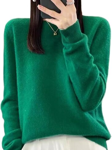 Warm Cashmere Sweaters for Women Long Sleeve Crew Neck Classic Soft Pullover Sweater Loose Casual Fall Winter 2025 in Saudi Arabia