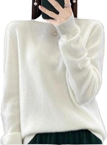 Warm Cashmere Sweaters for Women Long Sleeve Crew Neck Classic Soft Pullover Sweater Loose Casual Fall Winter 2025 in Saudi Arabia