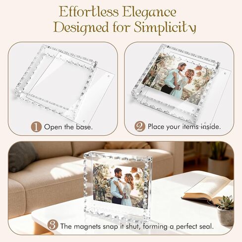 Acrylic Tray with Ultra-Strong Magnetic Mat- 7.9×7.9 Customizable Serving & Display Tray, Clear Scalloped Vanity Jewelry Organizer, Picture Frame Bathroom Tray Decor, Unique Gift for Women Girls in Saudi Arabia