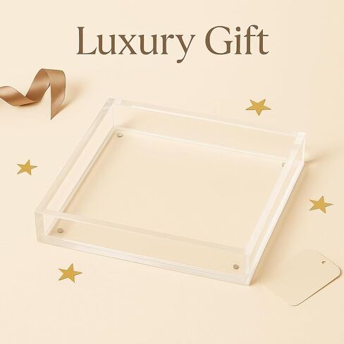 Acrylic Tray with Magnetic Mat - 7.9×7.9 Customizable Decorative Serving Tray, Display Organizer for Vanity, Jewelry, Makeup Organizer, Room Decor Aesthetic- Modern Picture Frame, Gift for Women Girls in Saudi Arabia