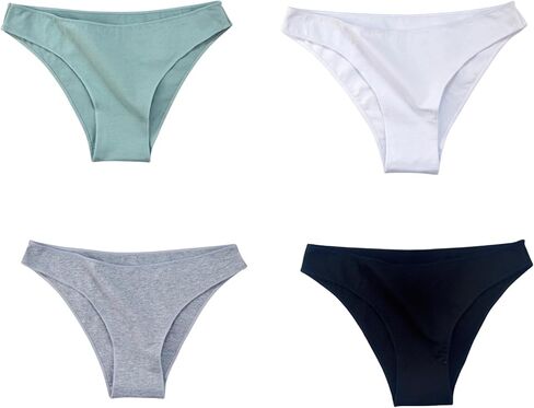Women's Cotton Underwear 4-Pack Low Rise Bikini Panties M-XXL Size Assorted Colors in Saudi Arabia