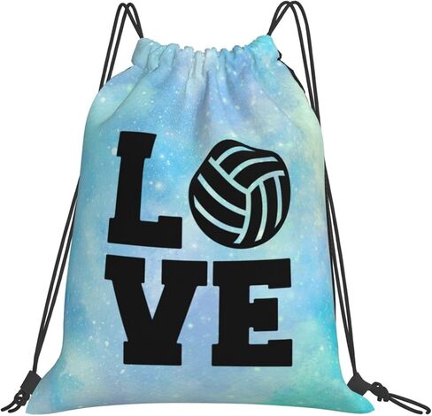 Love Volleyball Unisex Drawstring Backpack Bag Sport Gym Swim Travel Sackpack in Saudi Arabia