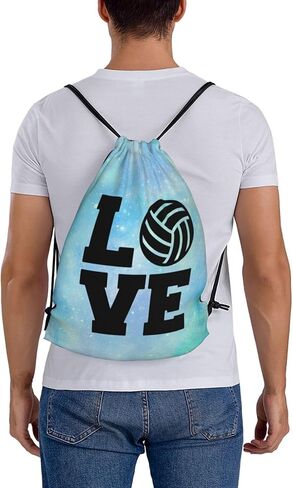 Love Volleyball Unisex Drawstring Backpack Bag Sport Gym Swim Travel Sackpack in Saudi Arabia