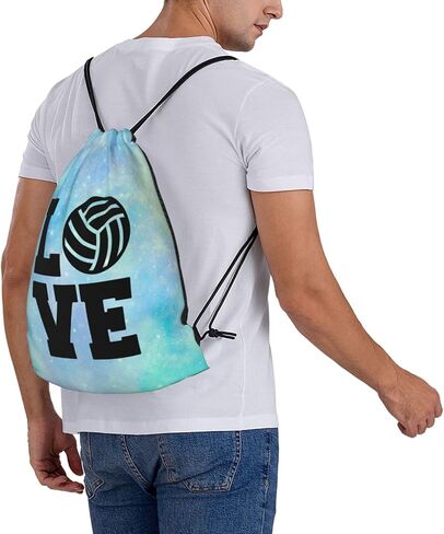 Love Volleyball Unisex Drawstring Backpack Bag Sport Gym Swim Travel Sackpack in Saudi Arabia