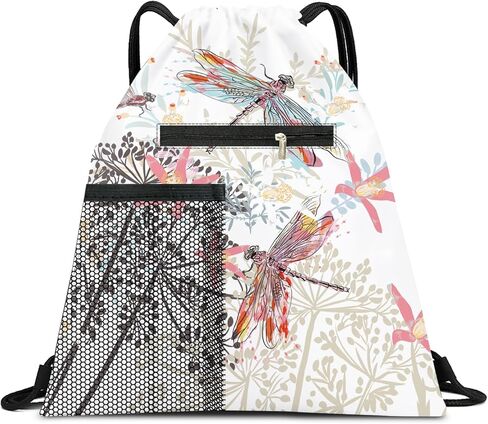 Drawstring Backpack Sports Gym Bag, Large String Swim Bag for Beach With Water Bottle Mesh Pocket, Cute Gym Sack with Zipper Pocket for Men Women Cute Pink Bows in Saudi Arabia