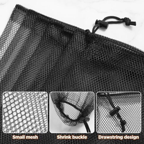 7PCS Mesh Drawstring Bags,11.81 X 17.71 In Mesh Bags with Drawstringg,Sturdy and Durable, Meshes Drawstring Bag, for Pool, Beach Ball,Toys Storage for Collecting,Travel,Sports,Gym, Black in Kuwait