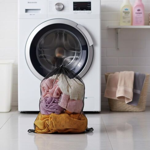 7PCS Mesh Drawstring Bags,11.81 X 17.71 In Mesh Bags with Drawstringg,Sturdy and Durable, Meshes Drawstring Bag, for Pool, Beach Ball,Toys Storage for Collecting,Travel,Sports,Gym, Black in Kuwait