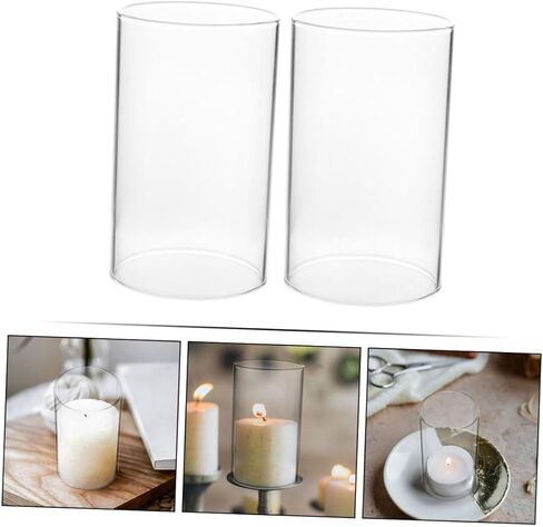 2pcs Glass Candle Holders Open Ended Pillar Candle Shades for Home Decor Wedding Centerpieces and Relaxing Atmosphere Windproof Elegant Design in Saudi Arabia