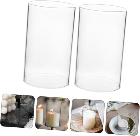 2pcs Glass Candle Holders Open Ended Pillar Candle Shades for Home Decor Wedding Centerpieces and Relaxing Atmosphere Windproof Elegant Design in Saudi Arabia