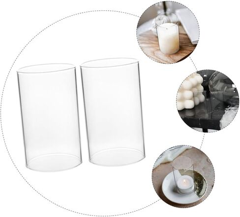 2pcs Glass Candle Holders Open Ended Pillar Candle Shades for Home Decor Wedding Centerpieces and Relaxing Atmosphere Windproof Elegant Design in Saudi Arabia
