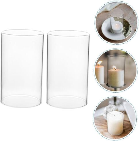 2pcs Glass Candle Holders Open Ended Pillar Candle Shades for Home Decor Wedding Centerpieces and Relaxing Atmosphere Windproof Elegant Design in Saudi Arabia
