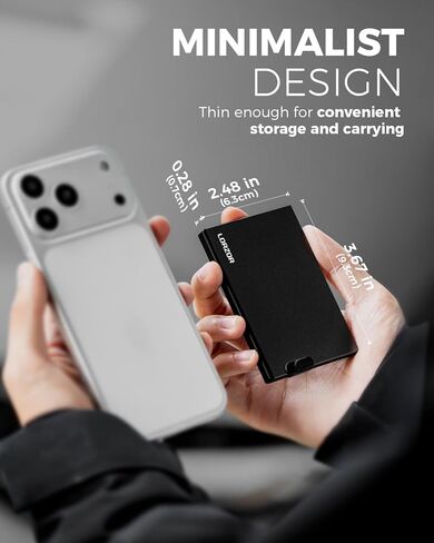 محفظة LORZOR Slim Magsafe للرجال: حامل بطاقات مغناطيسي قوي لهاتف iPhone - محفظة ذكية منبثقة بسيطة مع خاصية حجب RFID لـ 5 بطاقات ائتمان، وملصق Mag Safe وصندوق هدايا متضمن (أسود) in Kuwait