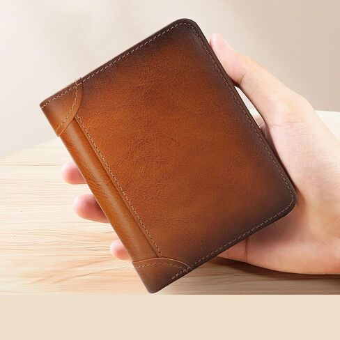 Leather Trifold RFID Wallet For Men With Flip Out ID Holder | Multi-Slot Billfold For Daily Essentials(Darkbrown) in Saudi Arabia