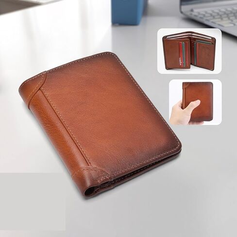 Leather Trifold RFID Wallet For Men With Flip Out ID Holder | Multi-Slot Billfold For Daily Essentials(Darkbrown) in Saudi Arabia