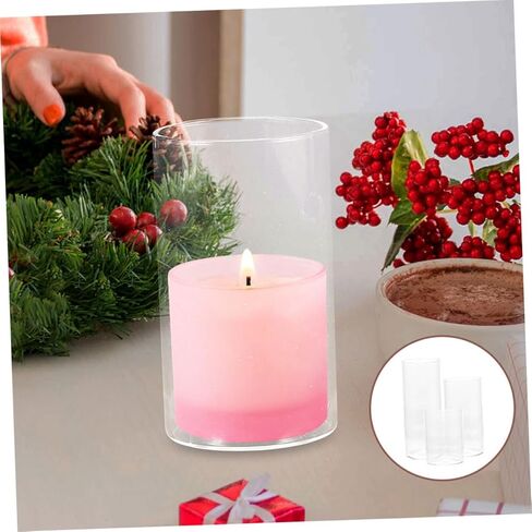 3Pcs Candle Shade Transparent Candle Covers for Home Decor Windproof Tubes for Weddings and Parties in Saudi Arabia