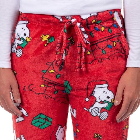 INTIMO Peanuts Snoopy Pajamas Women's Holiday Lights Plush Fleece Lounge Sleep Pants in Saudi Arabia