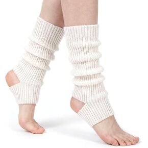 Lusofie Ballet Leg Warmers Knitted Open Heel Stirrup Design Leg Warmers for Women Ballet Yoga Dance, Multiple Colors in Kuwait