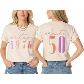 50th Birthday Gift for Women Vintage 1976 Shirt for Her Letter Print Retro BD Party Tops Casual Short Sleeve Tees in Saudi Arabia
