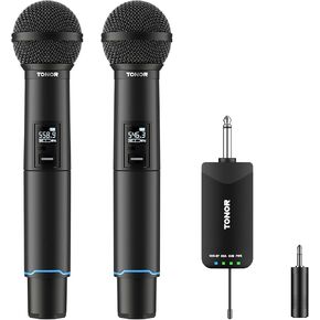 TONOR Wireless Microphone System, Auto Scan & Pair Professional Rechargeable Wireless Mic, 2x100 UHF Metal Cordless Dynamic Mic Set for Karaoke, Church, Singing, Wedding, Meeting, DJ, 328ft TW750 in Saudi Arabia