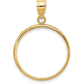 Generic 14k Polished 21.6mm Prong Coin Bezel Pendant, Yellow in Saudi Arabia