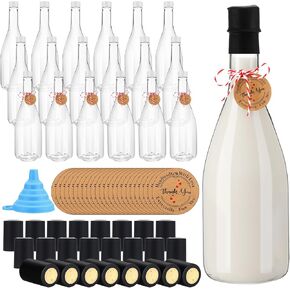Baderke 12 Pack 750 ml Plastic Wine Bottles with Caps Shrink Capsules Stickers Labels 25 oz Empty Wine Champagne Bottles for Holiday Homemade Drinks Gift Coquito Vanilla Extract Limoncello (Black) in Saudi Arabia