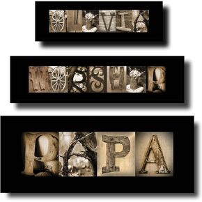 Personalized Name Pictures, Alphabet Letter Art, Rustic Architecture Sign, Realtor Closing Gifts, Blended Wedding, in Saudi Arabia