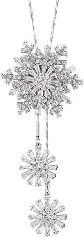 Elegant Rotating Snowflake Crystal Long Chain Lariat Y Necklace for Women Delicate Shiny CZ Winter Flowers Drop Statement Pendant Adjustable Necklaces Dainty Sweater Christmas Jewelry Gift for Her 33'' in Saudi Arabia