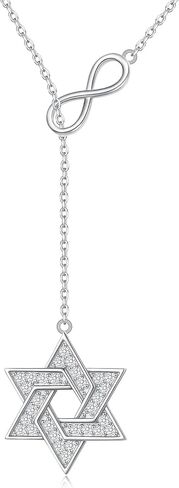 S925 Sterling Silver Star of David Necklace Y Chain Jewish Star Gift Jewelry for Men Women in Saudi Arabia