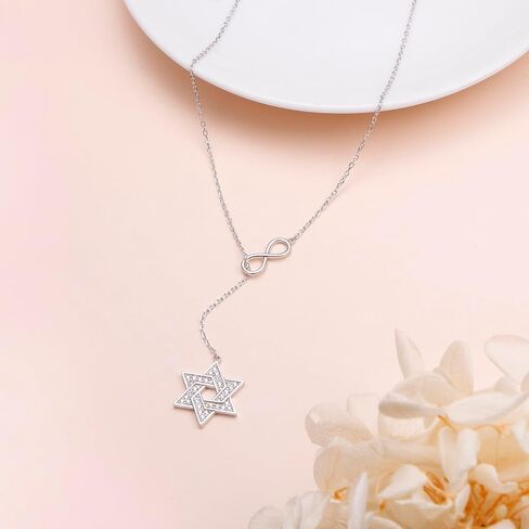S925 Sterling Silver Star of David Necklace Y Chain Jewish Star Gift Jewelry for Men Women in Saudi Arabia