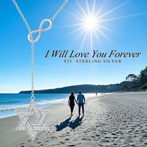 S925 Sterling Silver Star of David Necklace Y Chain Jewish Star Gift Jewelry for Men Women in Saudi Arabia