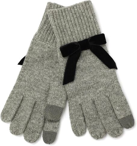 Kate Spade Women's Velvet Bow Knit Glove Set, Stylish Fashion Accessory, Ideal for Cold Weather in Saudi Arabia