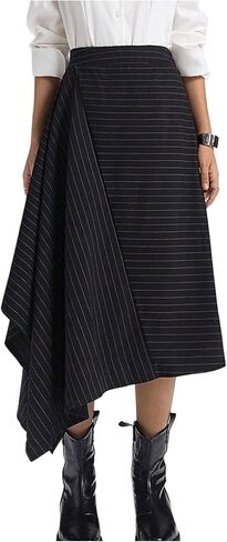 Verdusa Women's Business Casual Striped Ruffle Long Skirts Asymmetrical Elegant Flowy Skirt in Saudi Arabia