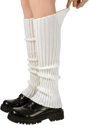 Leg Warmers for Women Girls, Knit Ruffle Grey Leg Warmers Y2k, Kawaii Winter Ankle Long Socks Goth in Saudi Arabia
