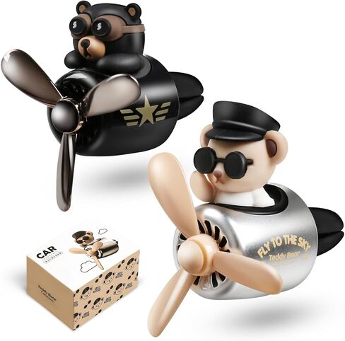 Bear Pilot Car Fresheners Vent Clip Cute Teddy New Car Scent Automotive Air Fresheners Cartoon Air Outlet Aromatherapy Ornament Thank You Gifts for Him Her Friends, Families in Saudi Arabia