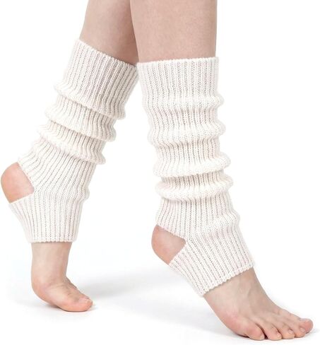 Lusofie Ballet Leg Warmers Knitted Open Heel Stirrup Design Leg Warmers for Women Ballet Yoga Dance, Multiple Colors in Kuwait