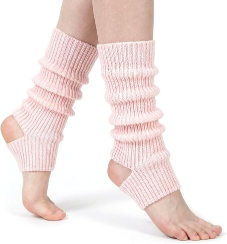Lusofie Ballet Leg Warmers Knitted Open Heel Stirrup Design Leg Warmers for Women Ballet Yoga Dance, Multiple Colors in Saudi Arabia