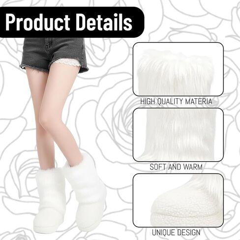 Fur Leg Warmers, Fuzzy Leg Warmers for Women, White Fur leg Warmers, Soft and Warm in Saudi Arabia